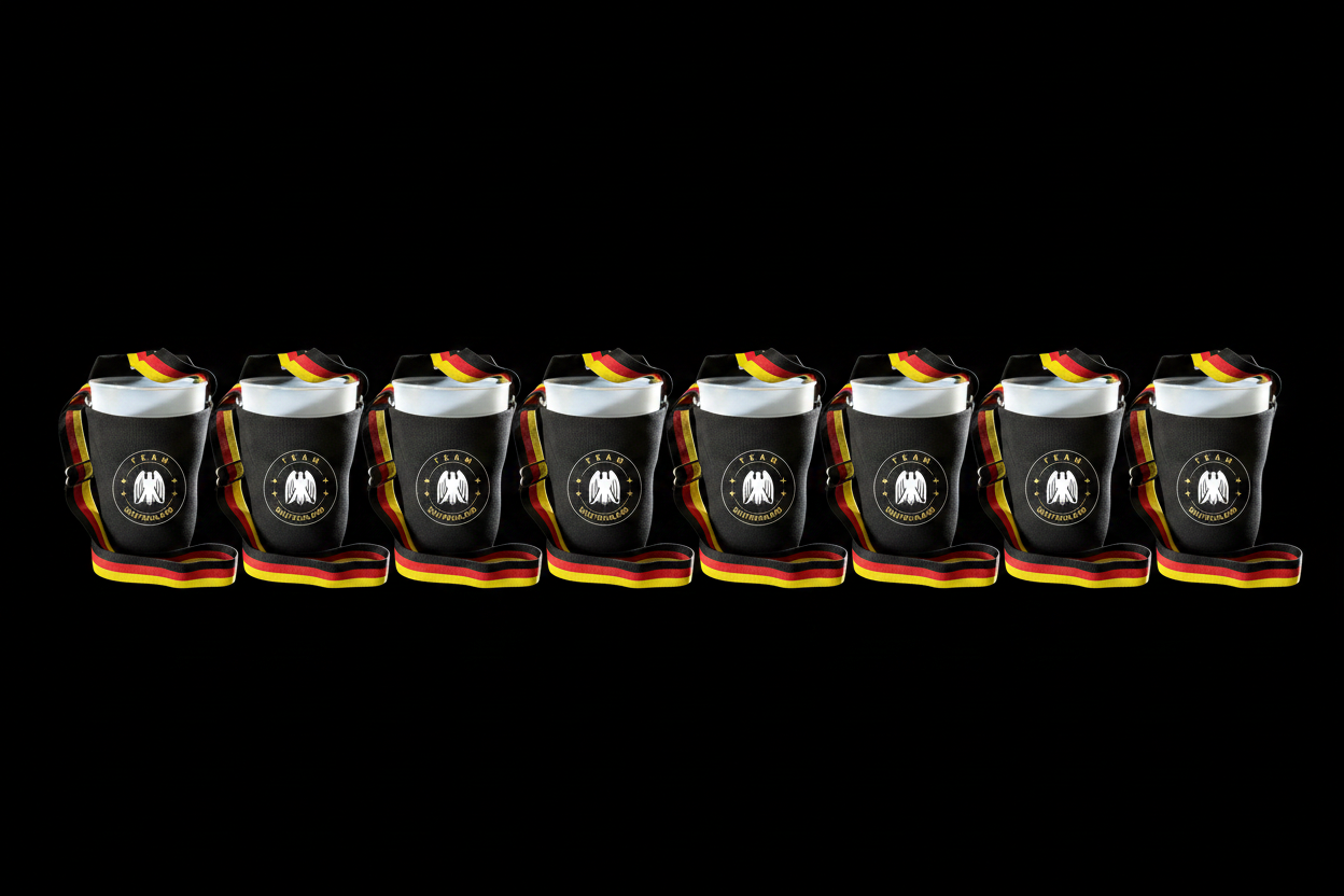 10 Cup Buddys in einer Reihe