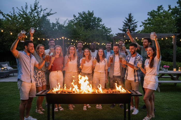 Grillabend Feuer Gruppe